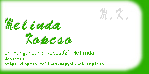 melinda kopcso business card